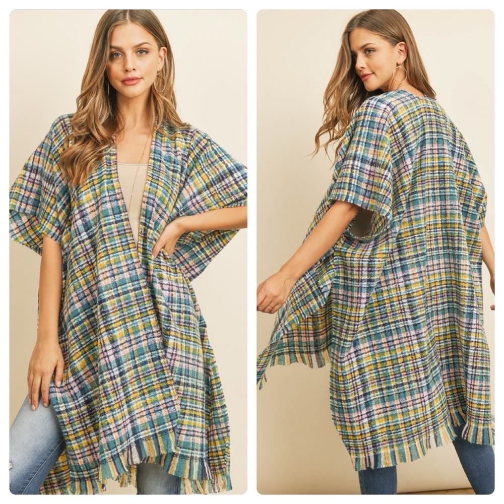 one size poncho with fringe
